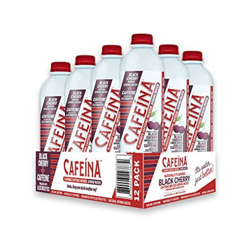 Cafeina - Naturally Flavored Black Cherry Caffeinated Spring Water (12 Pack) - 100mg Caffeine CAFEINA uk supplements