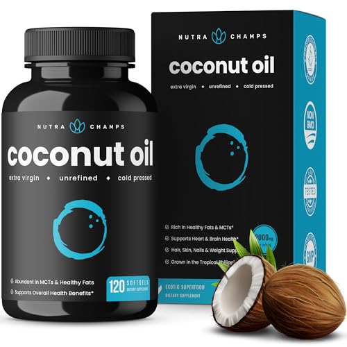 NutraChamps Organic Coconut Oil Capsules 2000mg - 120 Softgels Extra Virgin, Unrefined NutraChamps uk supplements