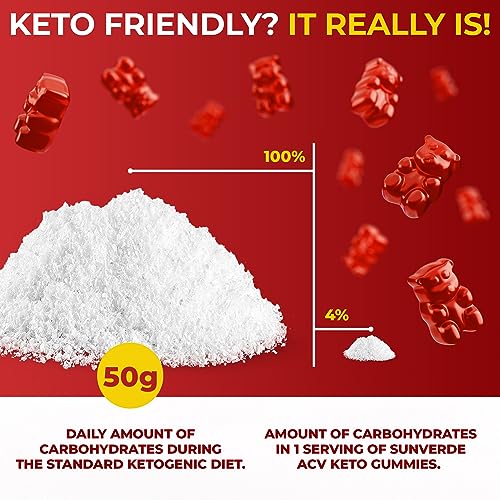 Keto ACV Gummies 1500 mg - Low Sugar Green Apple Flavor - Vegan ACV Keto Gummies SunVerde uk supplements