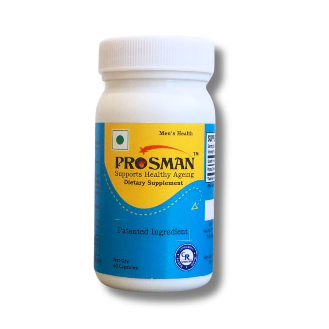 Prosman Supplement - Supports Healthy ageing & Improves Urinary Function | Patented Ingredient | Prunus domestica/pygeum (1Pack- 60 Capsules) PROSMAN uk supplements