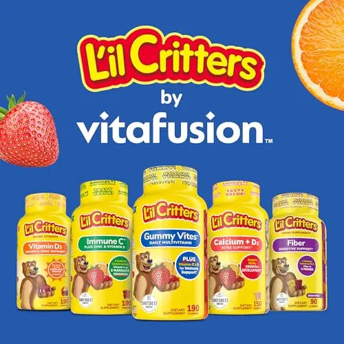 L’il Critters Gummy Vites No Sugar Added Daily Gummy Multivitamin for Ages 2+ Toddlers & Kids, Vitamin C, D3 for Immune Lil Critters uk supplements