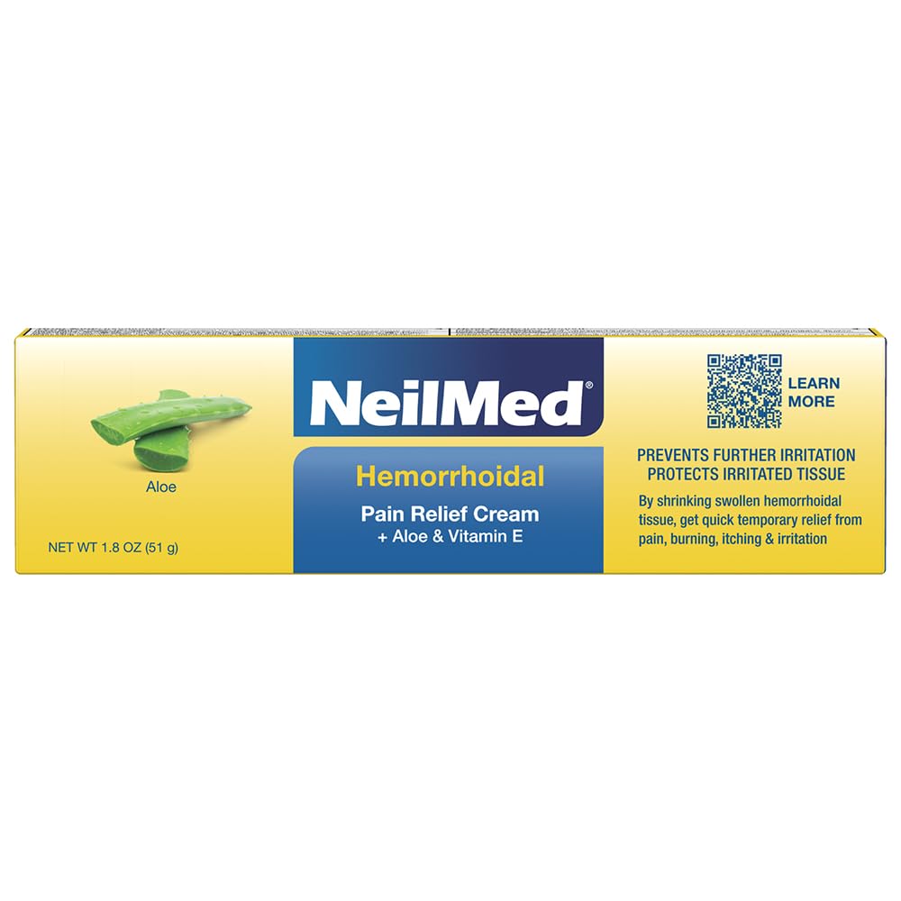 NeilMed Hemorrhoidal Pain Relief Cream with Aloe & Vitamin E, Hemorrhoid Treatment, Pain Relief, Relieves Burning, Itching and Discomfort, 1.8 oz. NeilMed uk supplements