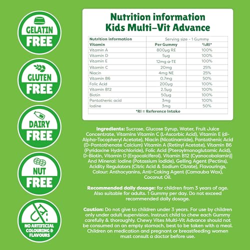 Chewy Vites Kids Multivitamin Advance 60 Gummy Vitamins | 11 Essential Nutrients CHEWY VITES uk supplements