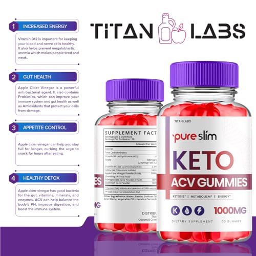 (3 Pack) Pure Slim Keto ACV Gummies, Pure Slim Keto ACV Advanced Weight Loss 1000 MG Titan Labs uk supplements
