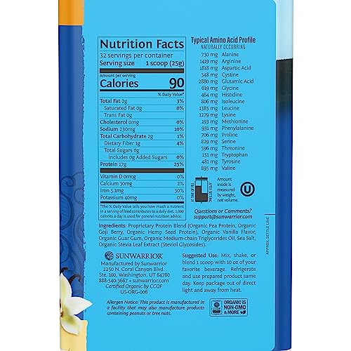 Vegan Protein Powder Plant-based Protein Powder USDA Organic | BCAA Amino Acids Sunwarrior uk supplements