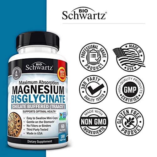Magnesium Bisglycinate 100% Chelate No-Laxative Effect - Maximum Absorption BioSchwartz uk supplements