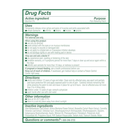 Biofreeze Menthol Pain Relieving Patches (5 Patches Per Box) Up To 8 Hours Of Pain Relief From Sore Muscles, Arthritis, Backaches, Spains, Bruises, Strains And Joint Pain (Package May Vary) Biofreeze uk supplements