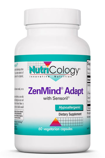 NutriCology ZenMind Adapt - 200 mg L-Theanine, 125 mg Ashwagandha & 550 mg GABA - Supports Stress Response and Calmness - Vegetarian Capsules - Hypoallergenic Formula - 30 Servings - 60 Capsules Allergy Research Group uk supplements