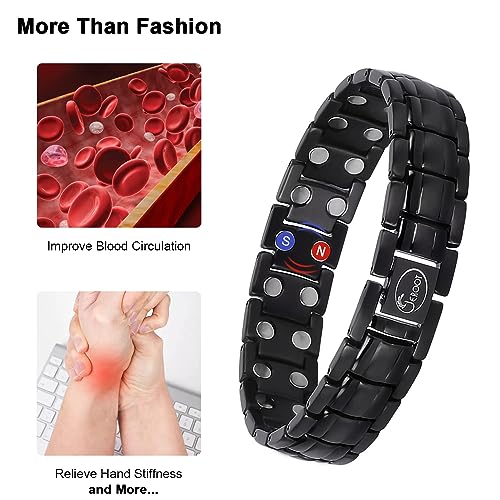 JEROOT Magnetic Bracelets for Men, Pure Titanium Double Row Strong Magnets JEROOT uk supplements