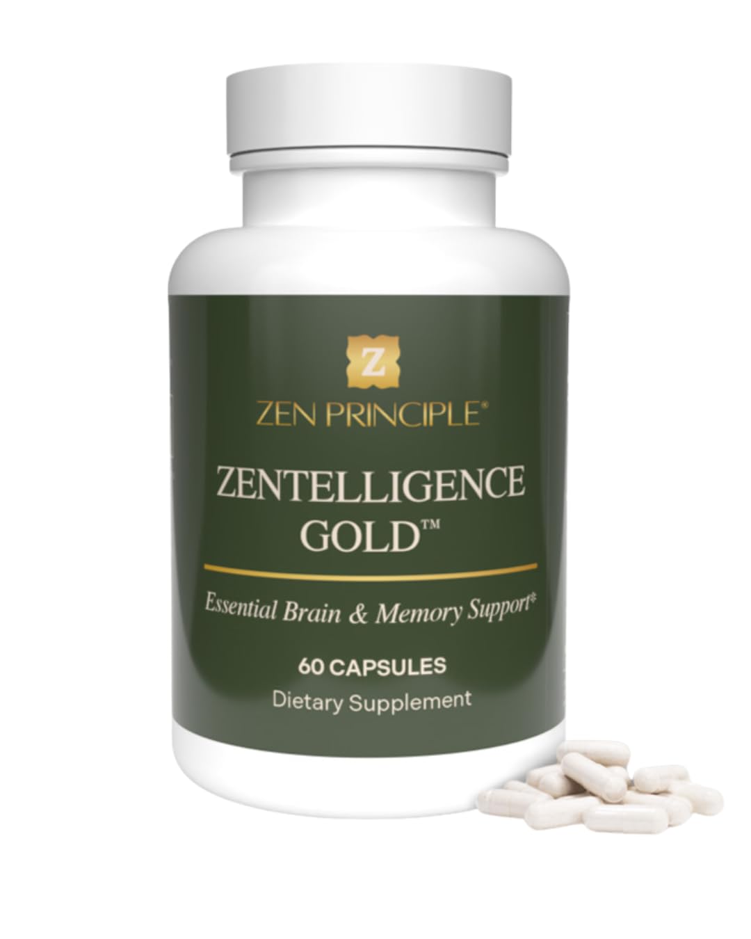 Zen Principle Zentelligence™ Gold Brain Supplement – Memory, Focus & Mental Clarity. Premium Cognitive Support for Adults 40+ with Magnesium, Vitamin D3, CoQ10, Vitamin B12 & L-Theanine. 60 Capsules Zen Principle uk supplements