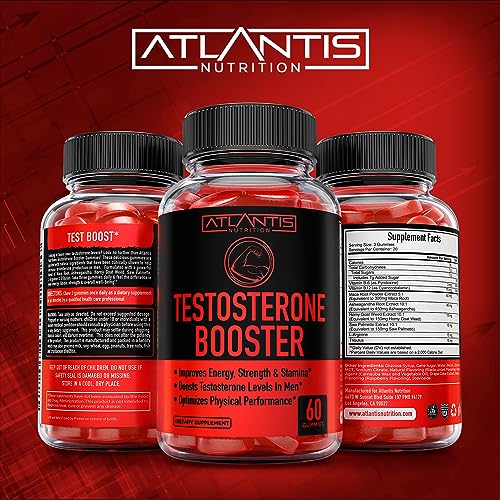 Testosterone Booster For Men Gummies - Enhances Strength & Stamina - Optimizes Physical Atlantis Nutrition uk supplements