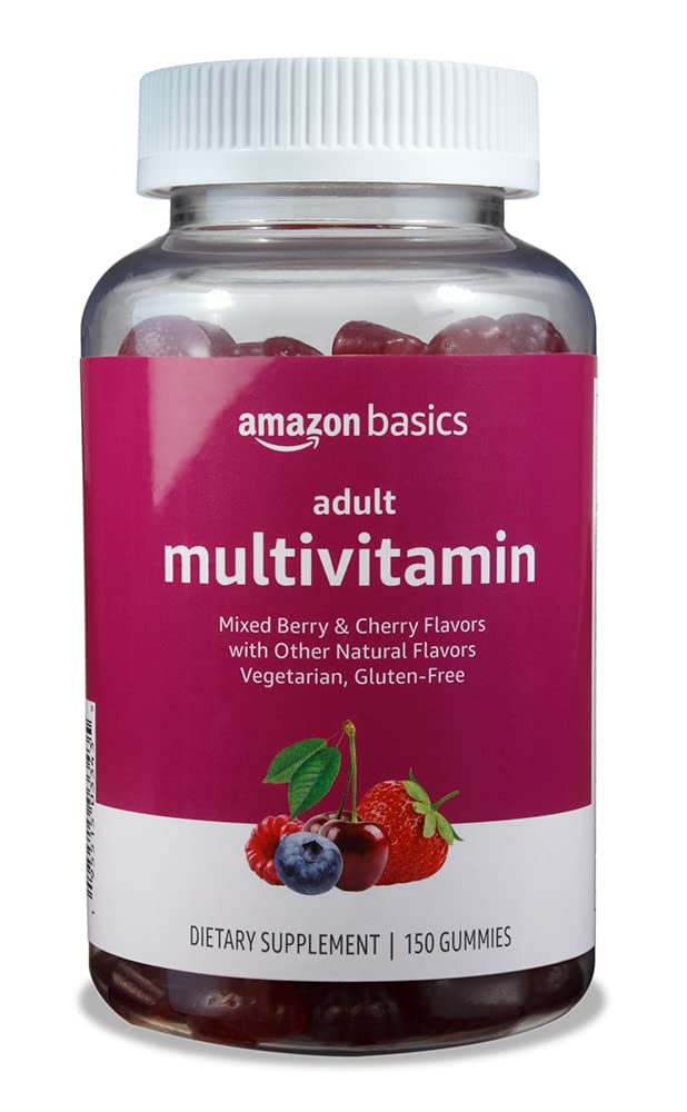 Amazon Basics Adult Multivitamin Gummies, Mixed Berry & Cherry, 150 Gummies, 75-Day Supply, Pack of 1 (Previously Solimo) Amazon Basics uk supplements