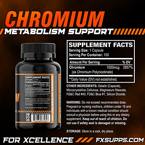 FX Supps Chromium Polynicotinate 1000 mcg (100 Capsules) Weight Management Supplements FXSUPPS uk supplements