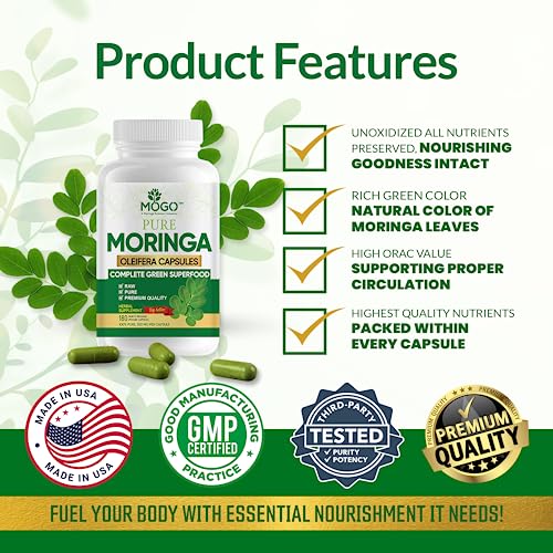 MOGO Moringa Oleifera Capsules | 100% Pure Single Origin Moringa Leaf Powder Supplement MOGO uk supplements