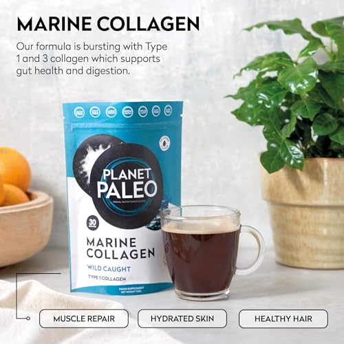Pure Marine Collagen Powder (60 Servings, 450g) | for Healthy Skin, Hair and Nails, and Gut Health Planet Paleo uk supplements