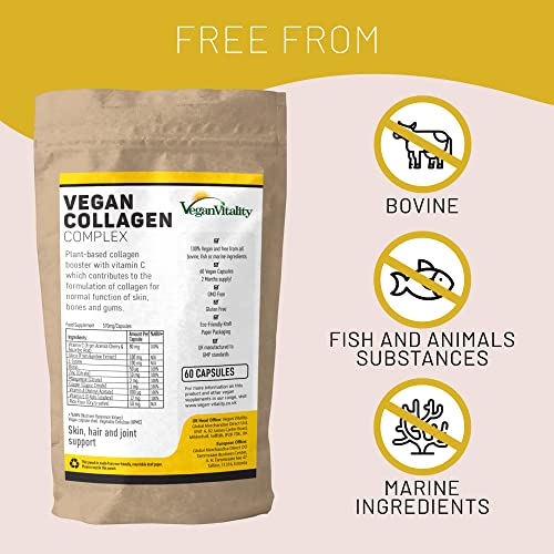 Vegan Collagen Supplement for Skin, Hair, Nails, Joints & Bones with Vegan Vitality uk supplements
