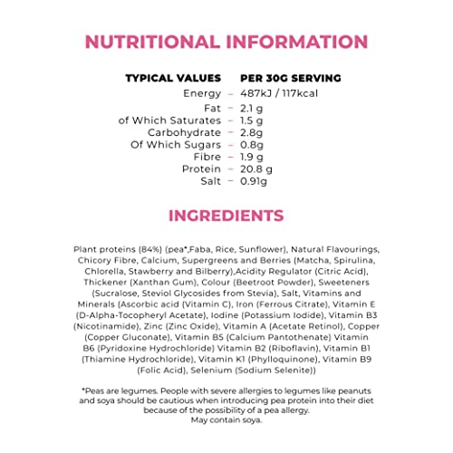 Mighty Ultimate Vegan Protein Powder, Super Berry Flavour, (17 Servings, 510g Bag without Scoop) MIGHTY uk supplements