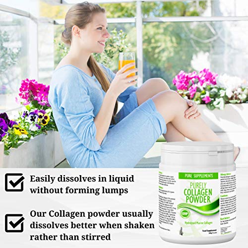 Collagen Powder Marine Supplement | Hydrolyzed Protein peptides with Hyaluronic Acid Vitamin C Biotin etc for Women Men Pure Food Supplements uk supplements