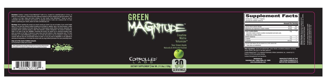 CONTROLLED LABS Green Magnitude Supplement, Synergistic Creatine Formula Powder CONTROLLED LABS uk supplements