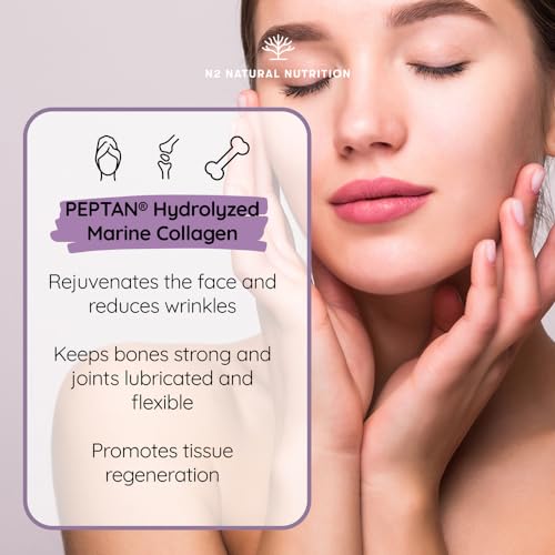 Marine Collagen with Hyaluronic Acid for Skin Care, Hair Care, Joints. Magnesium, Vitamin C. Hydrolysed Collagen Supplements N2 Natural Nutrition uk supplements