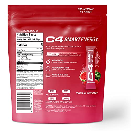 C4 Smart Energy Powder Stick Packs - Sugar Free Performance Fuel & Nootropic Brain Cellucor uk supplements