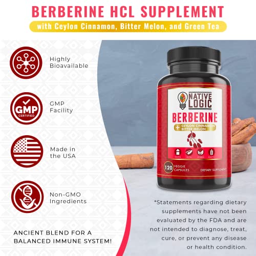 Native Logic Berberine HCL 1200mg with Ceylon Cinnamon, Bitter Melon, and Green Tea Native Logic uk supplements