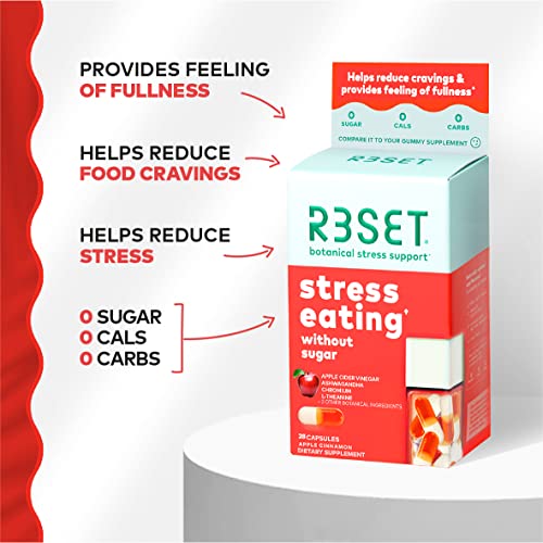 R3SET Stress Eating Daily Supplement Capsules – Apple Cinnamon – 28ct R3SET uk supplements