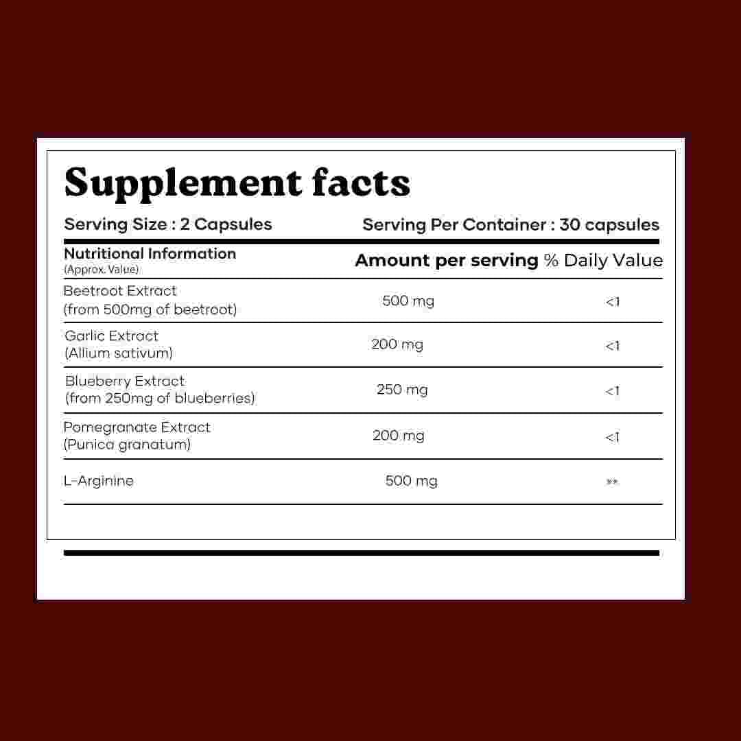MarsbyGHC Natural Beetroot Capsules | with Garlic, Blueberry, Pomegranate & L-Arginine | Plant-Based Supplement | Pack of 1 mars by GHC uk supplements