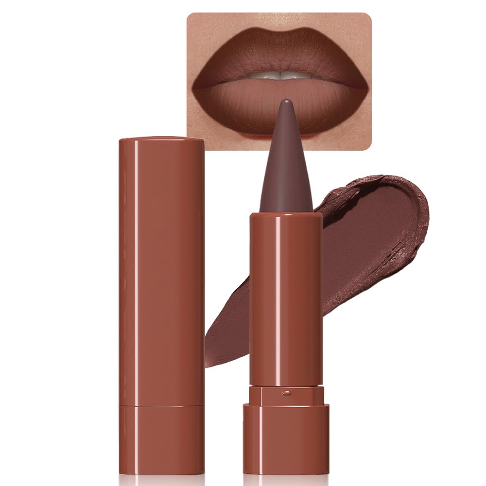 BINGBRUSH 2-in-1 Gradient Dark Brown Lip Liner & Lipstick Combo,Matte Longwear Waterproof Lip Pencil with Cone Tip,Smudge Proof Crayon for Flawless Ombre Contour,Women's Long Lasting Makeup Set BINGBRUSH uk supplements