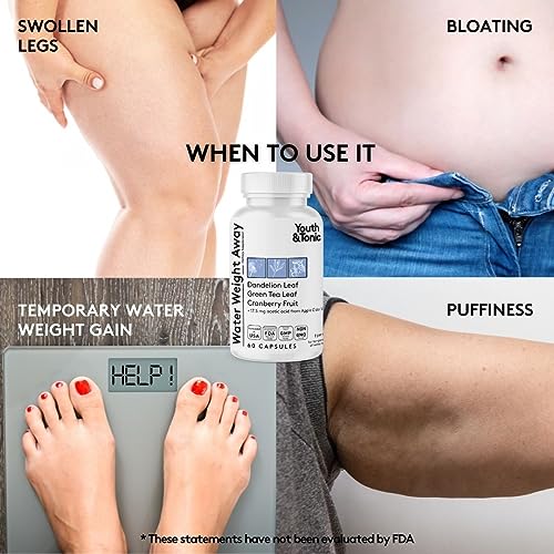 Water Weight Pills for Thin Waistline Belly Bloating Swelling & Temporary Water Retention Youth & Tonic uk supplements