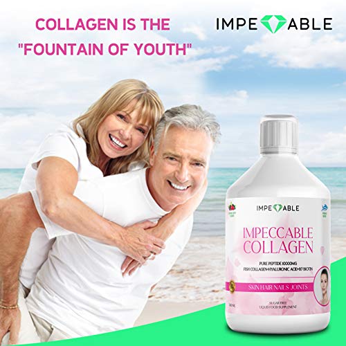 IMPECCABLE Collagen 10.000mg hydrolyzed Sugar Free Liquid Marine Collagen | Supplements for Women and Men Impeccable uk supplements