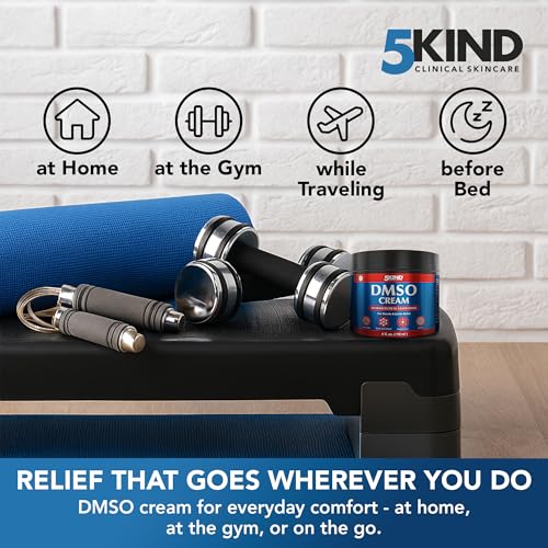 5Kind DMSO Cream for Pain Relief 4 fl oz - 99.9% Pure DMSO Pharmaceutical Grade Cream - Aloe Vera, Magnesium, Arnica & Menthol - Topical Muscle and Joint Pain Relief - Registered NDC - Made in USA 5kind clinical skincare uk supplements