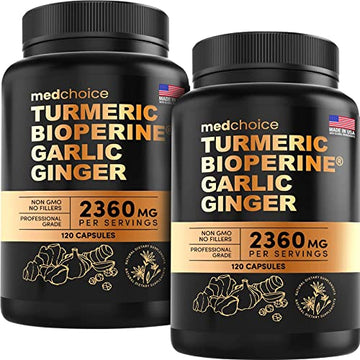 4-in-1 Turmeric and Garlic Supplements with Bioperine 2360 mg (240 ct) Turmeric Ginger MEDCHOICE uk supplements