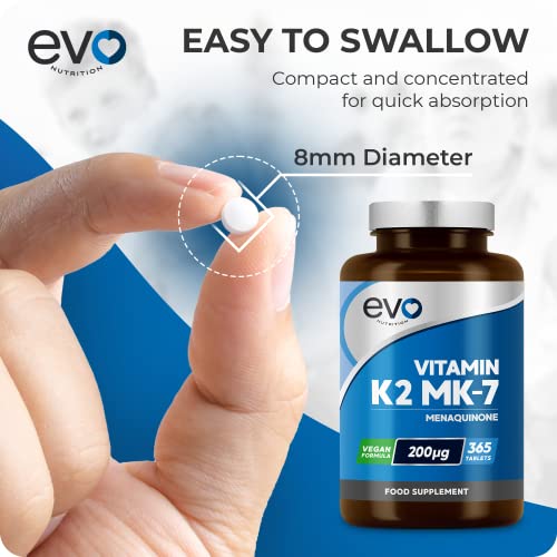 EVO NUTRITION Vitamin K2 MK-7 200mcg | 365 Vegetarian and Vegan Tablets EVO NUTRITION uk supplements