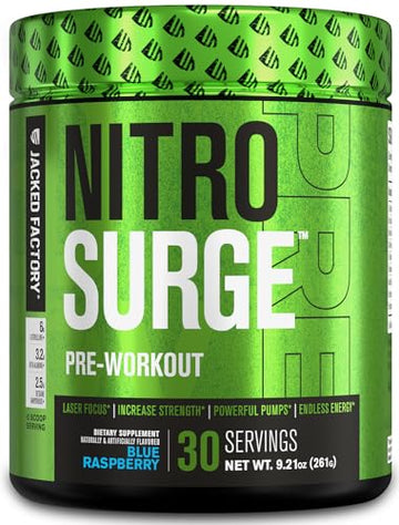 NITROSURGE Pre Workout Supplement - Energy Booster, Instant Strength Gains Jacked Factory uk supplements