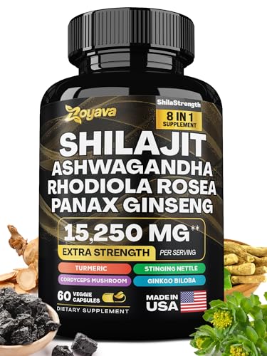Zoyava Shilajit Pure Himalayan 9000MG,Energy Booster Ashwagandha 2000MG Zoyava uk supplements