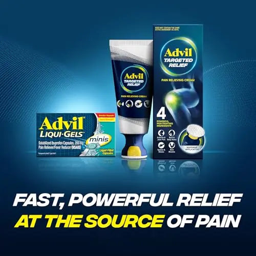 Advil Liqui-Gels minis Pain Reliever and Fever Reducer, Pain Medicine for Adults with Ibuprofen 200mg for Pain Relief - 50x2 Liquid Filled Capsules Advil uk supplements