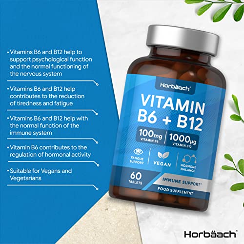 Vitamin B6 and B12 Tablets High Strength | 60 Count | with 100mg of Vitamin B6 Horbäach uk supplements