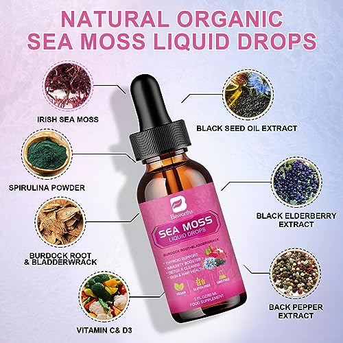 3000mg Sea Moss Liquid Drops - Black Seed Oil & Irish Sea Moss Gel B BEWORTHS uk supplements