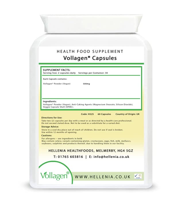 Hellenia Vollagen 500mg - 60 Capsules - Vegan Collagen Hellenia uk supplements