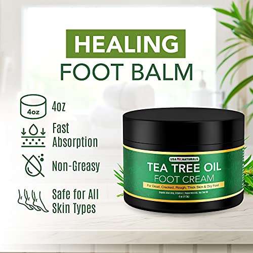 Tea Tree Oil Foot Cream For Dry Cracked Heels Repair - Natural Foot Cream For Dry Cracke USA Naturals uk supplements