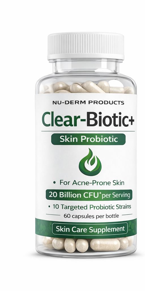 Acne Pills Probiotic Acne Supplements for Teens & Adults - Hormonal Acne Vitamins, Gut Health for Clear Skin, Non-GMO (60 Capsules) Gut Skin Axis Clear-Biotic uk supplements