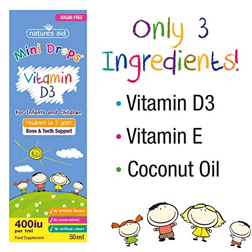 Natures Aid Vitamin D3 Mini Drops for Infants and Children, Sugar Free, 50ml natures aid uk supplements