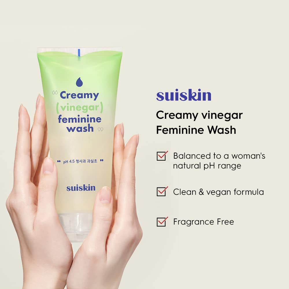 Suiskin Green Apple Vinegar Feminine Wash | Removes odor, pH balanced with Vegan Probiotics, Fragrance-free Suiskin uk supplements