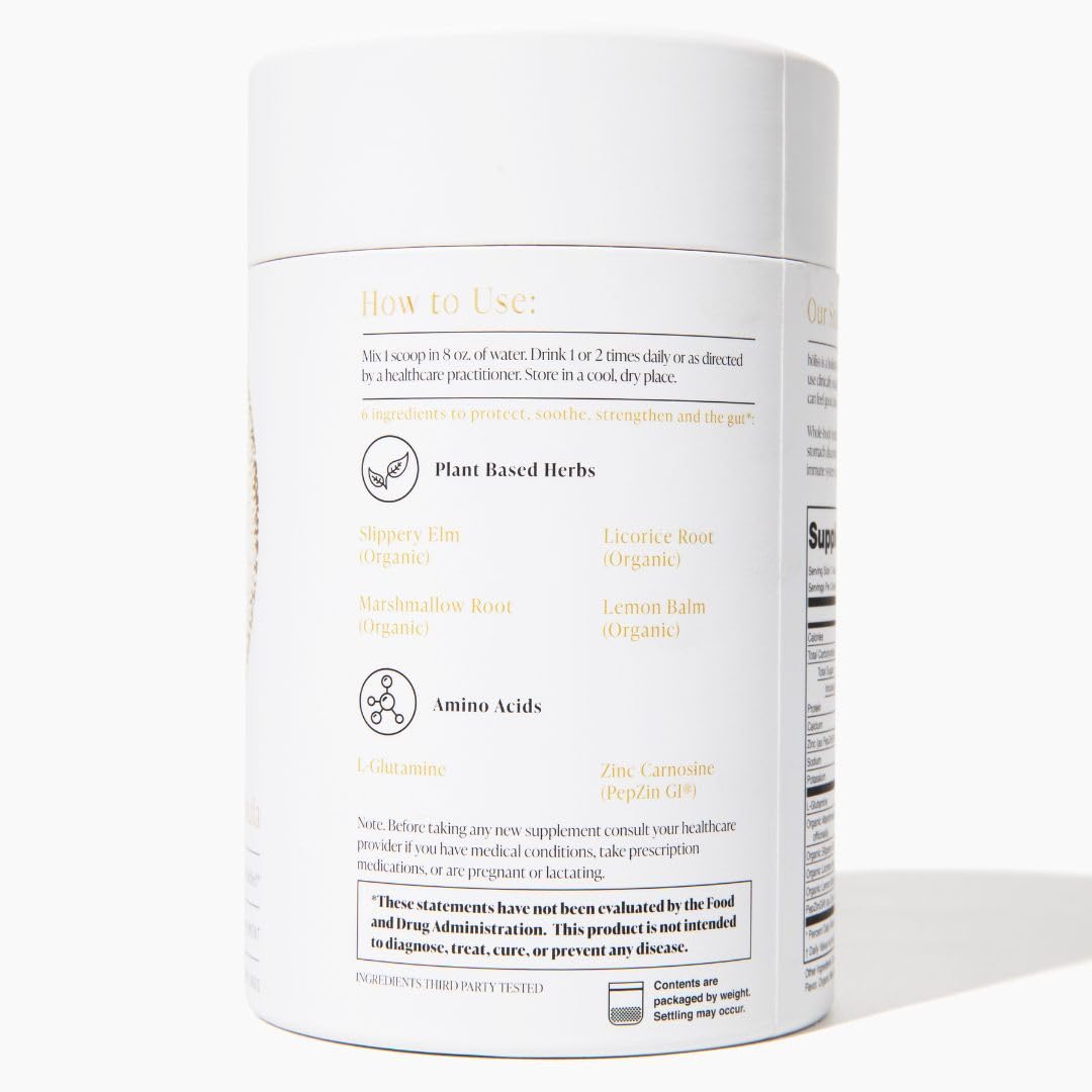HOLISS Daily Gut Health Kit – 6-in-1 All Natural Supplement, Bloat & Gas Aid, GI Lining Repair, IBS Support – Lemon Balm, L-Glutamine, PepZinGI, Mixed Berry, 30 Servings, Electric Mixer & Spoon HOLISS uk supplements