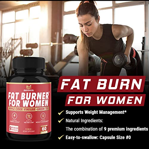 Fat Burner for Women, 9-in-1 Powerful Blend of Apple Cider Vinegar, Green Tea, Garcinia Cambogia BMVINVOL uk supplements