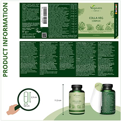 Vegavero Vegan Collagen Supplement | 2000mg | Complex with L-Lysine, L-Proline, Vitamin C (Acerola) & Superfoods Extracts | NO Additives, Lab-Tested | 120 Capsules Vegavero uk supplements