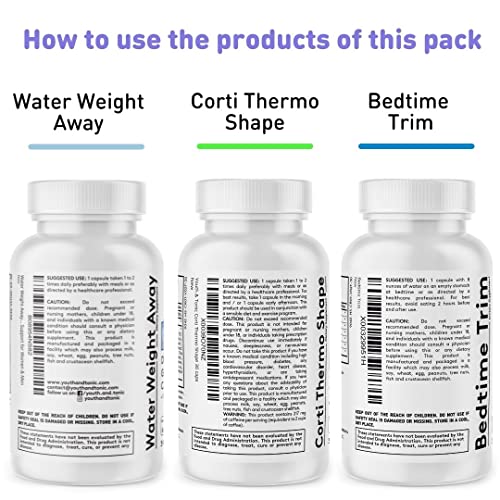 Youth & Tonic Shred Sculpt Lean 3 x Diet Pills w Water Weight Away & Cortithermo Shape Youth & Tonic uk supplements
