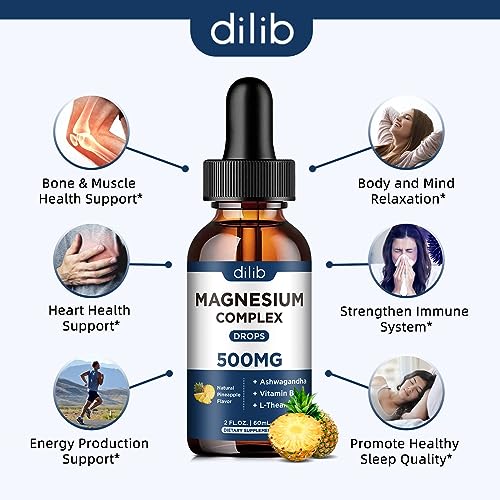Triple Magnesium Complex Supplement-Magnesium Glycinate, Citrate, Malate Liquid Drops dilib uk supplements