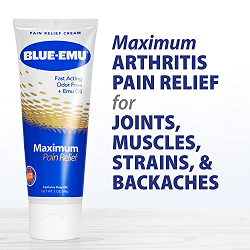 BLUE-EMU Maximum Pain Relief Cream for Arthritis, Muscle, & Joint Aches, 3 Oz, 1 Pack BLUE-EMU uk supplements